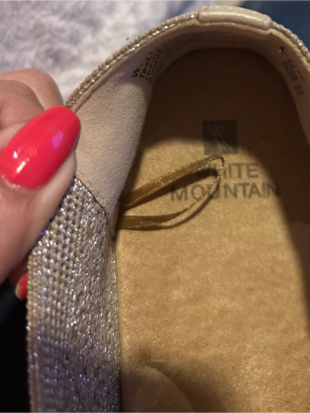 White Mountain Champagne Slip-On Loafers with Rhinestones Champagne w/Silver - Picture 6 of 8